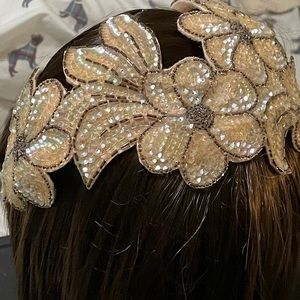 VINTAGE!  Ladies fashion headdress.  Hand Beaded!  Made in Belgium.  Very nice!